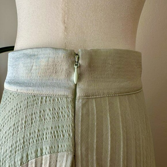$438 Vince pleated satin midi skirt 2 silvery seafoam green with pockets - Picture 8 of 12
